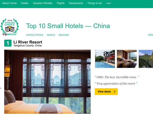 Best Small Hotel in China - Li River Resort